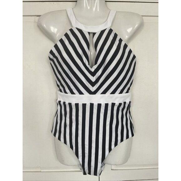 Jets Australia NEW One Piece Swimsuit 6 Barbie Core Retro Black White St… - Picture 1 of 6